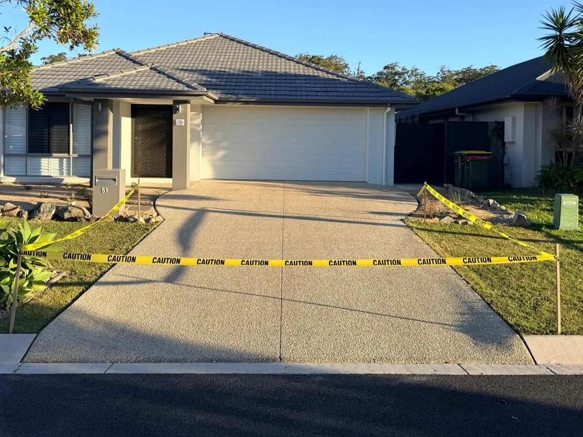 Exposed aggregate driveway in Buderim after pressure washing