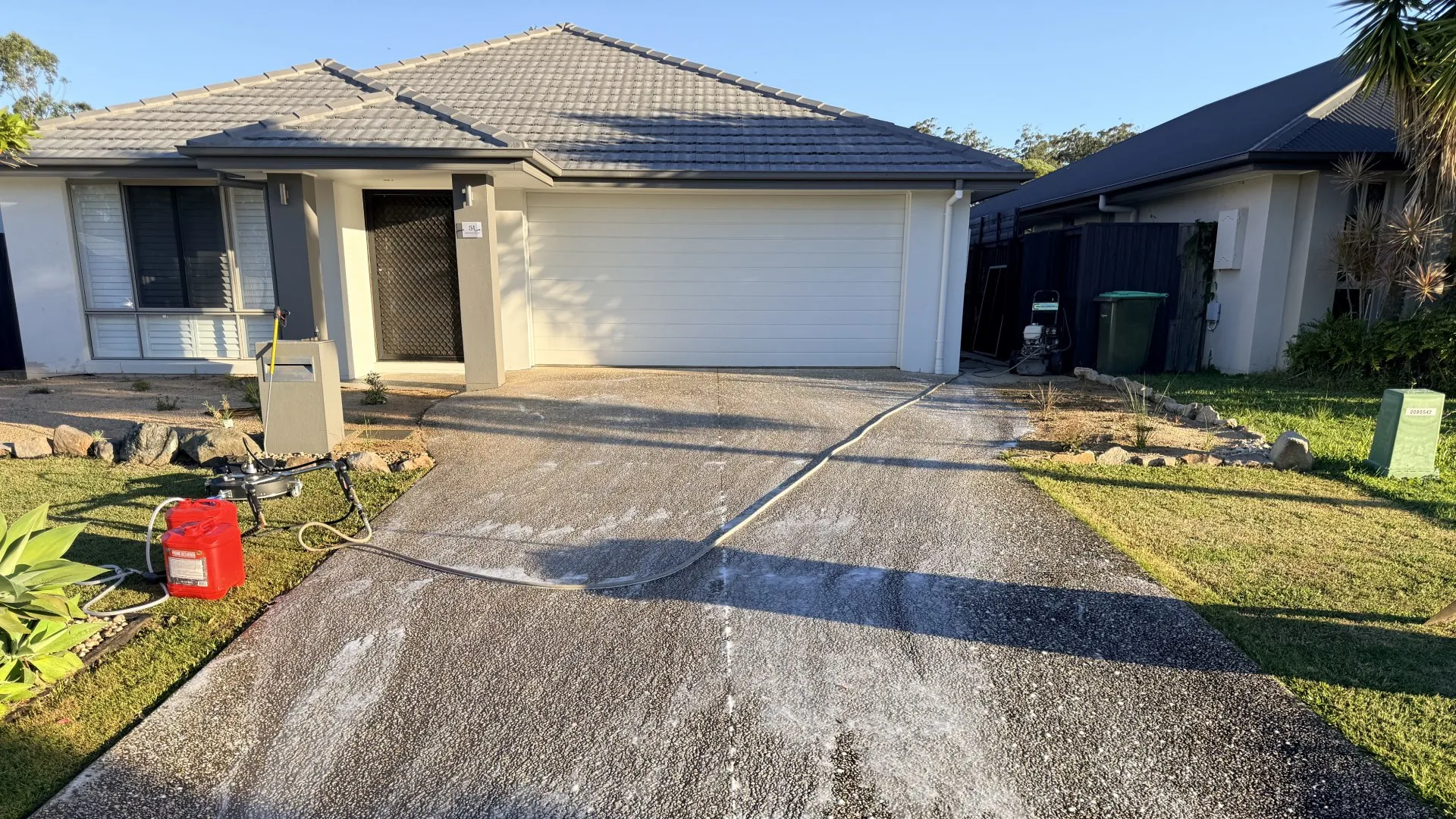 Pressure washed exposed aggregate driveway in Buderim, Sunshine Coast